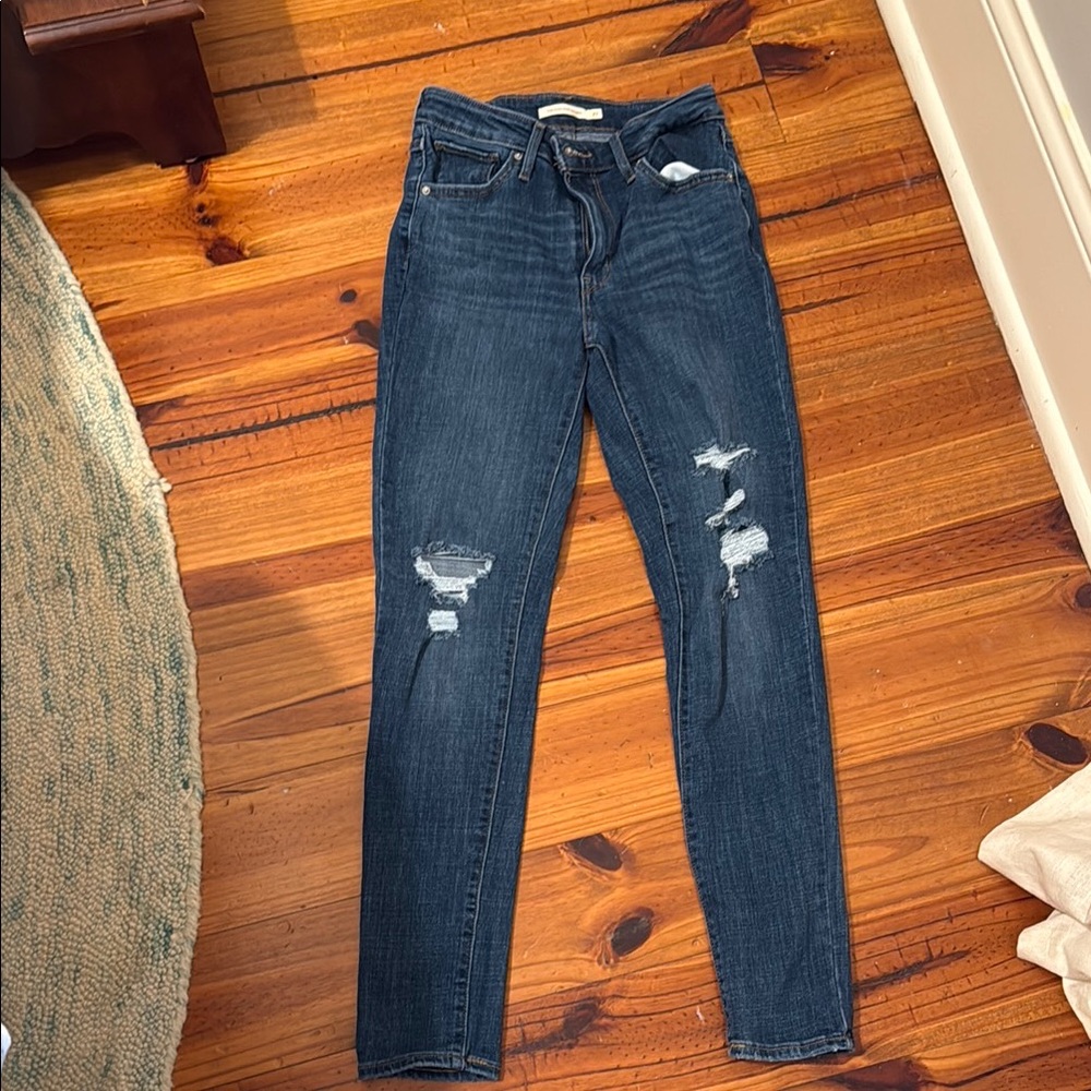 Levi's Blue Skinny Distressed Jeans